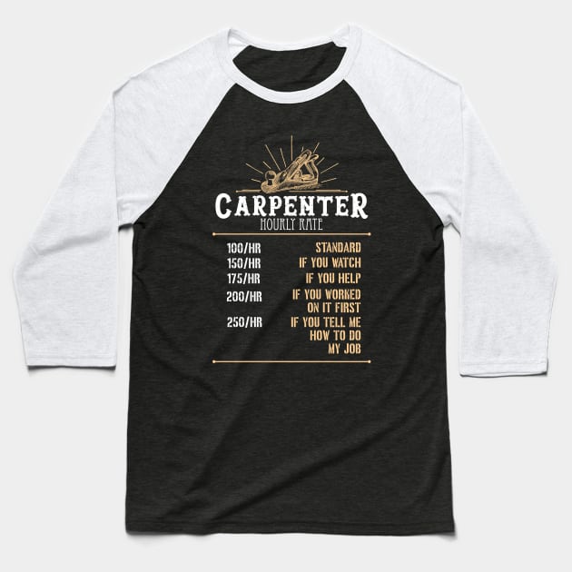 Carpenter Hourly Rate Baseball T-Shirt by fiar32